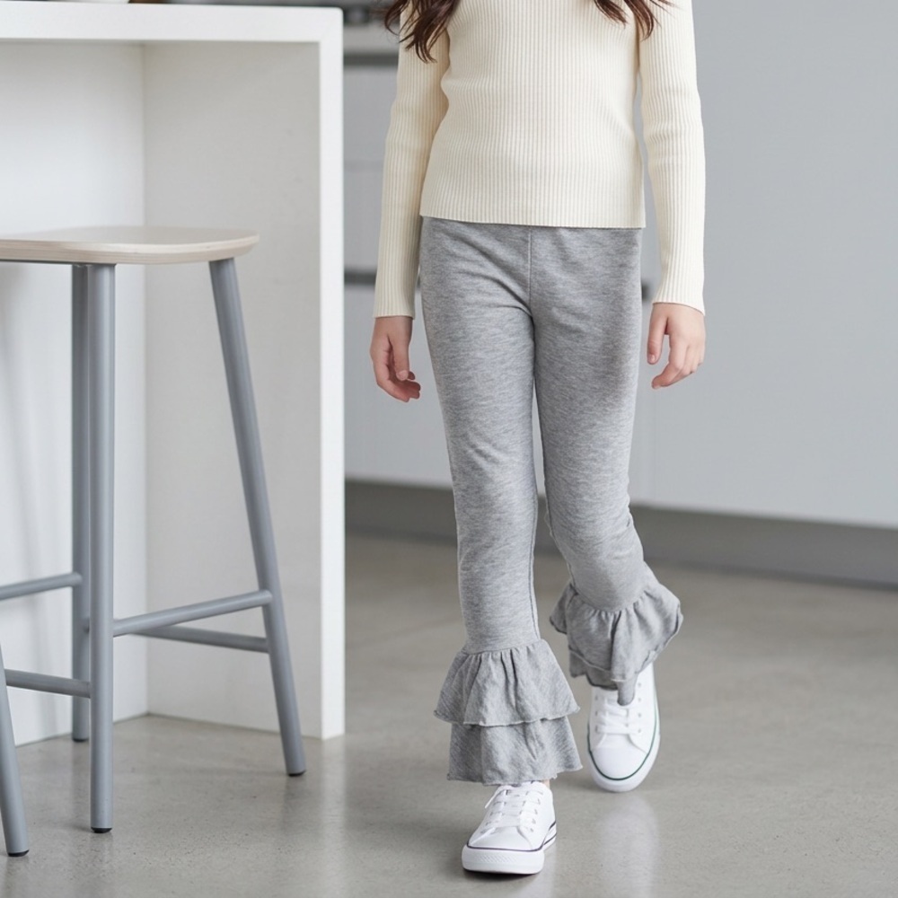 NWT Chaser Girls Gray Ruffle Hem Leggings - Size 6